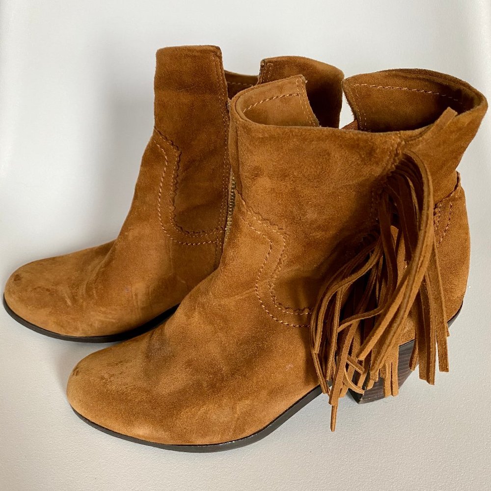 Sam Edelman Louie Fringe Bootie Tan Suede